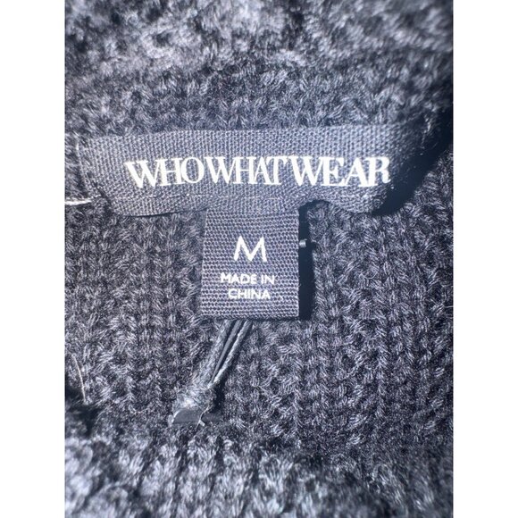 Who What Wear Medium Black Ribbed Knit Turtleneck Sweater Dress Fringe Hem NWT - Picture 4 of 12